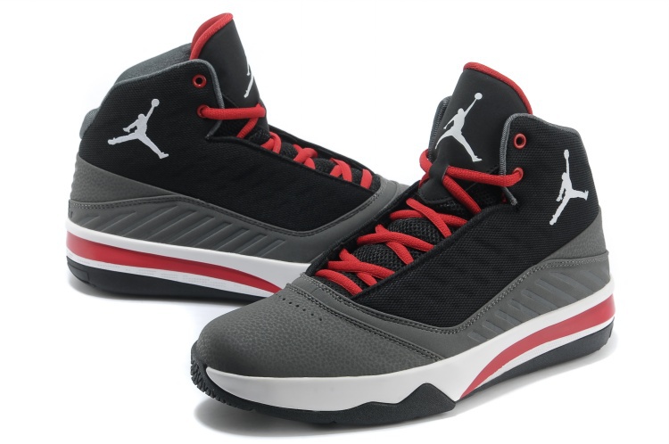 Jordan B`MO Black Grey Red White Shoes - Click Image to Close